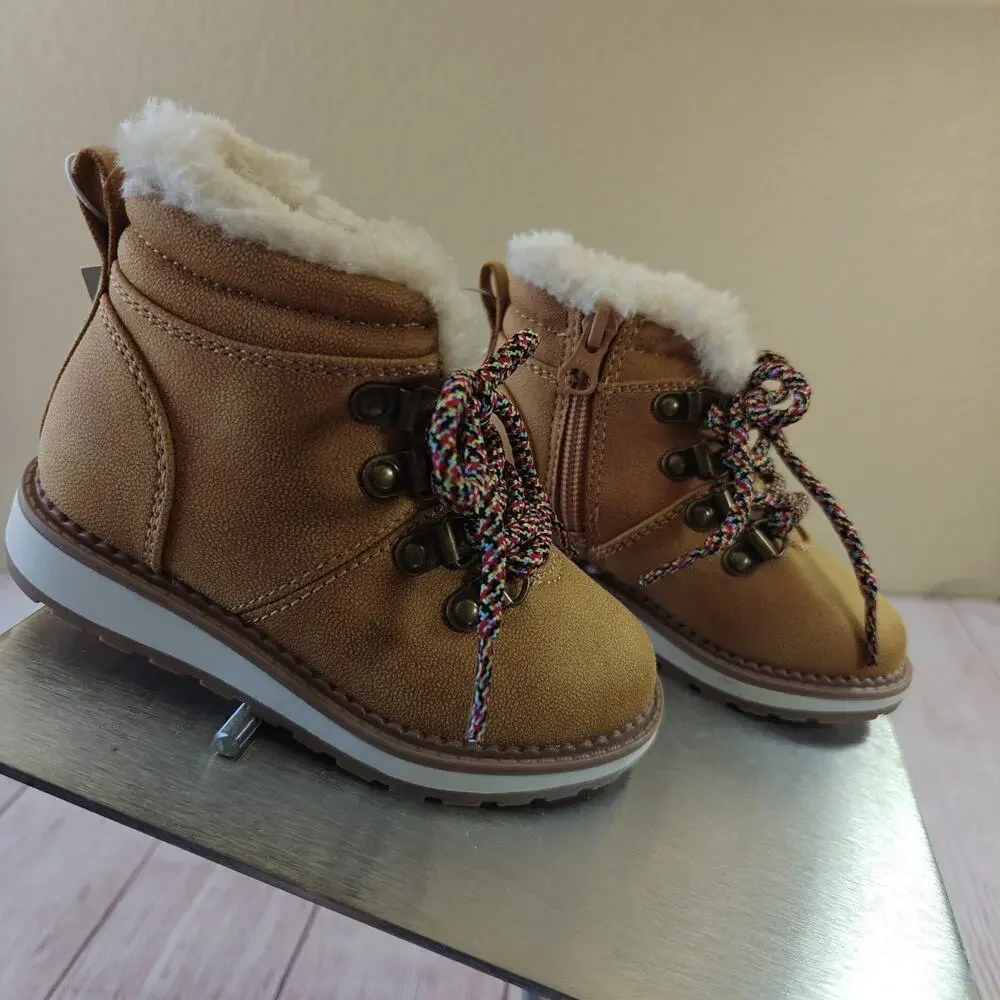 Cat & Jack Toddlers' Reed Zipper Slip-On Combat Boots Cognac sz 7 NWT